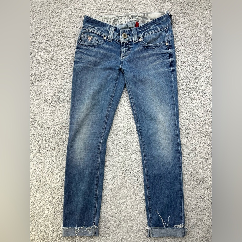 Guess Jeans Womens 26 Daredevil Skinny Stretch Y2K Style Low Rise Archival Cross